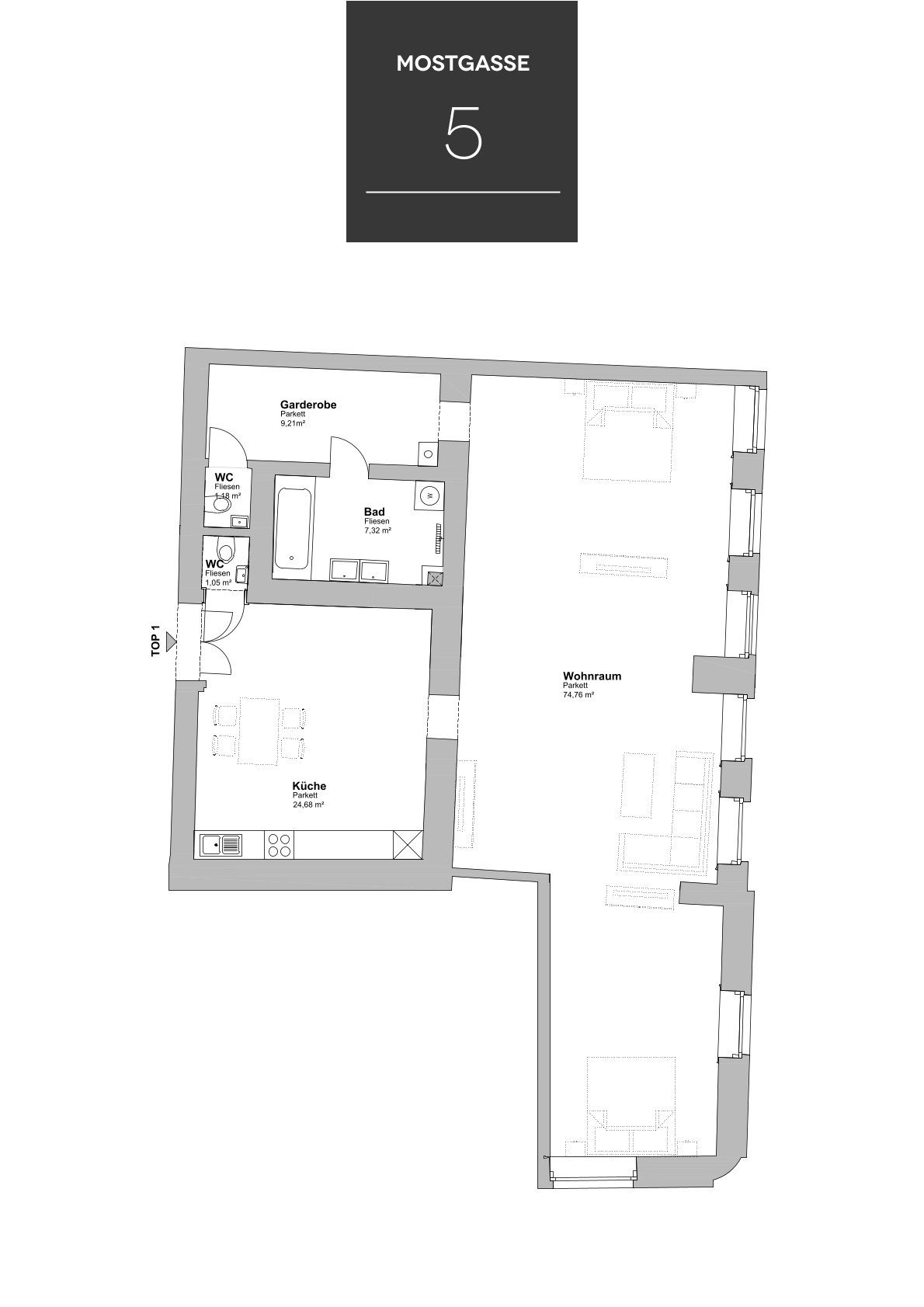 Floor plan Mostgasse 5 Top 1